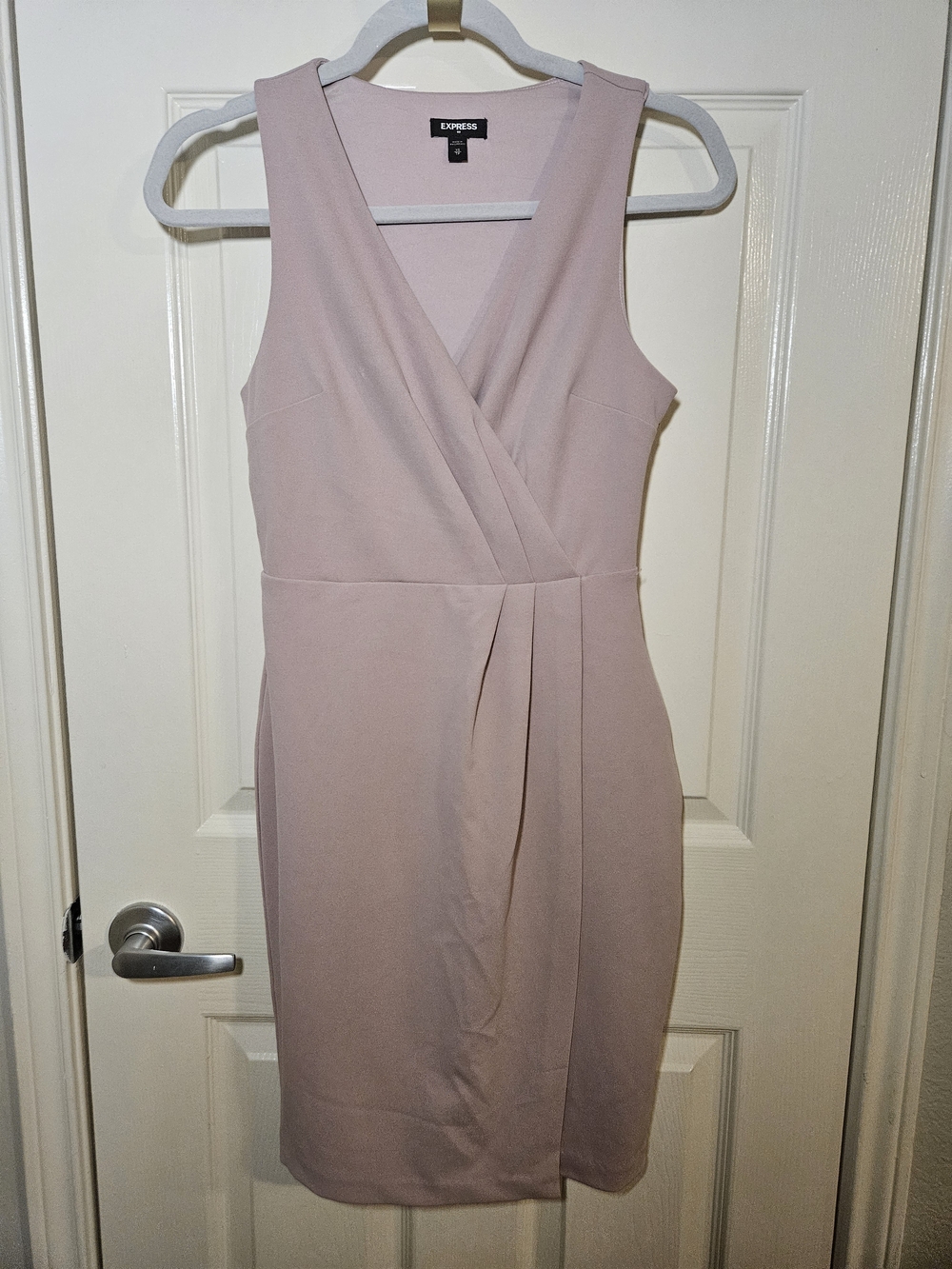 Express Sleeveless Wrap-Front Midi Dress in Dusty Pink